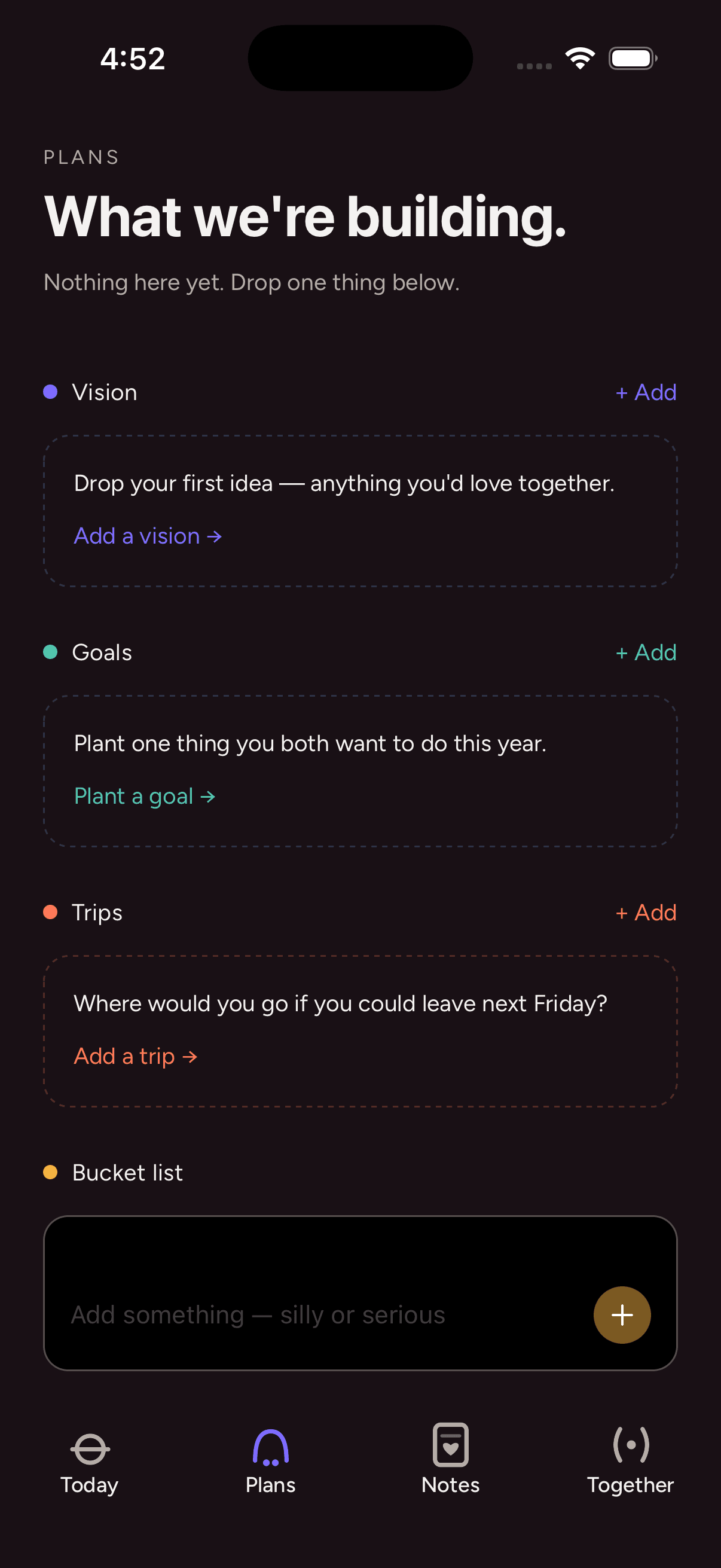Plans you make together screen
